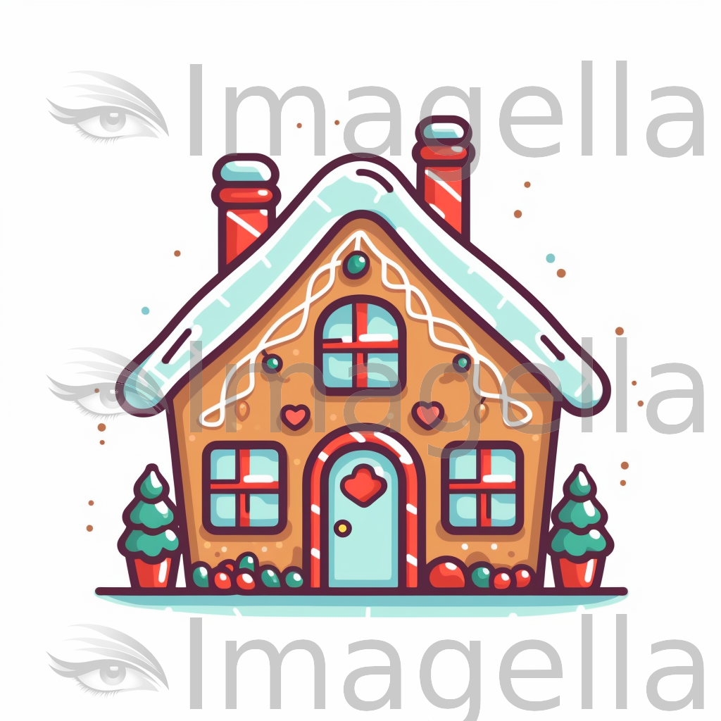 Gingerbread House Clipart in Minimalist Art Style: 4K Vector & SVG