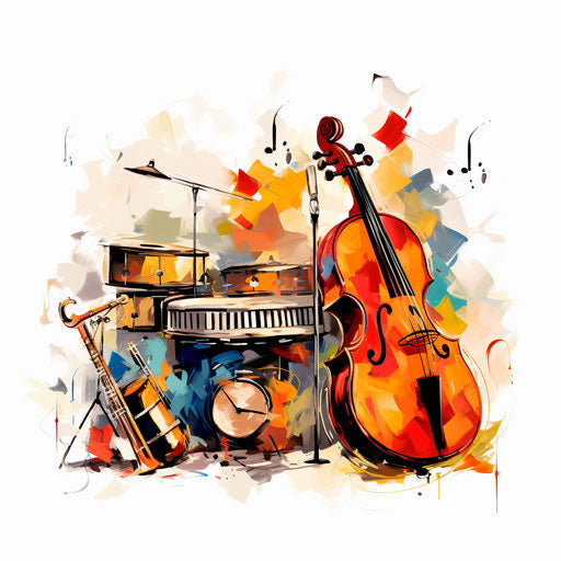 4K Musical Instruments Clipart in Impressionistic Art Style: Vector & SVG