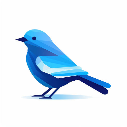 4K Blue Bird Clipart in Minimalist Art Style: Vector & SVG