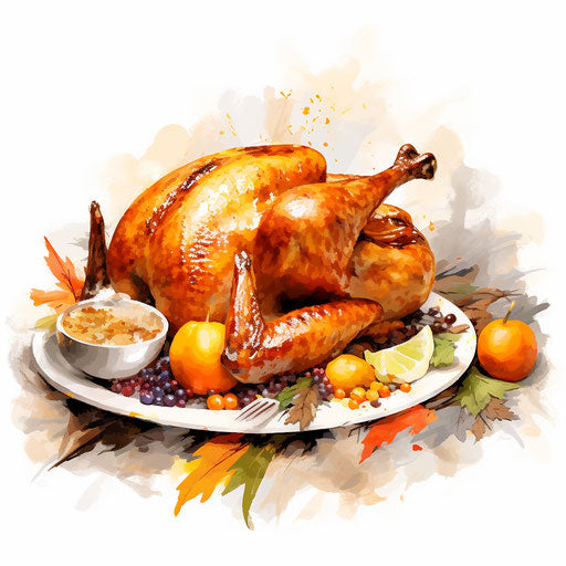 Happy Thanksgiving Clipart in Impressionistic Art Style Artwork: High-Res 4K & Vector