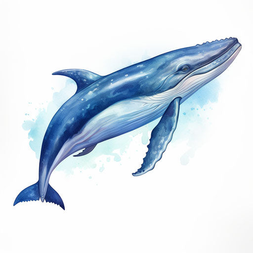 Blue Whale Clipart: High-Def Vector in Oil Painting Style & 4K