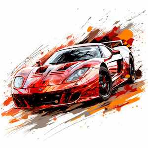Sports Car Clipart in Oil Painting Style: 4K Vector Art