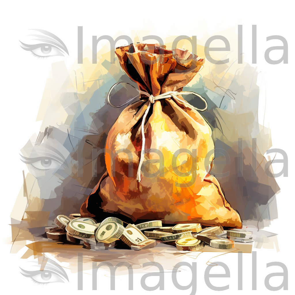 4K Money Bag Clipart in Impressionistic Art Style: Vector & SVG