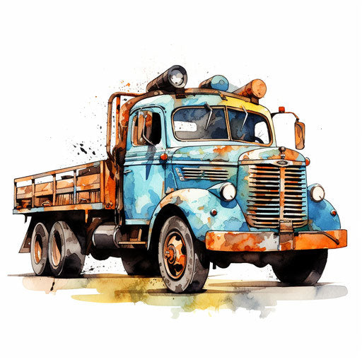 Tow Truck Clipart in Oil Painting Style: Vector & 4K