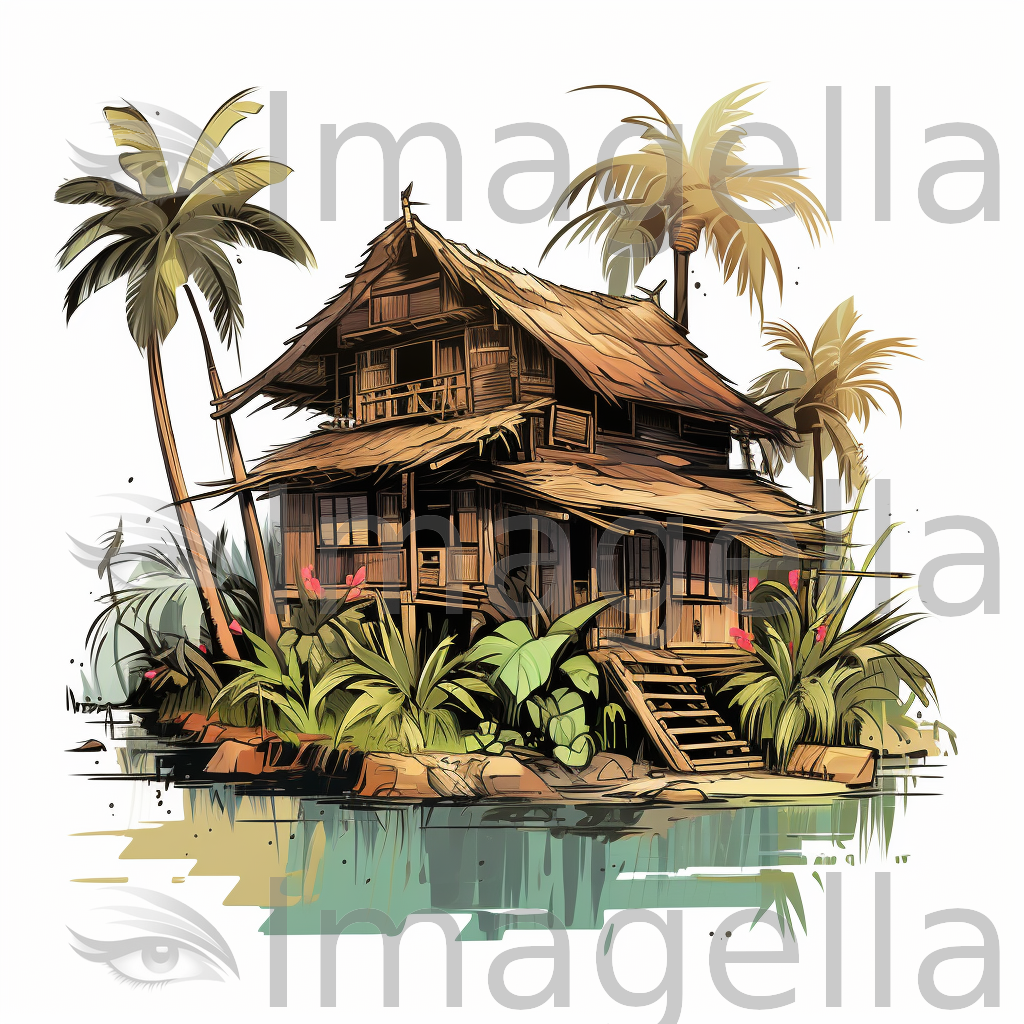 Bahay Clipart in Chiaroscuro Art Style: 4K & Vector