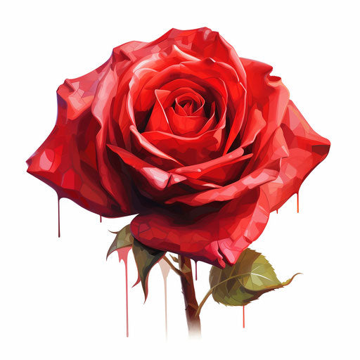 4K Red Rose Clipart in Oil Painting Style: Vector & SVG